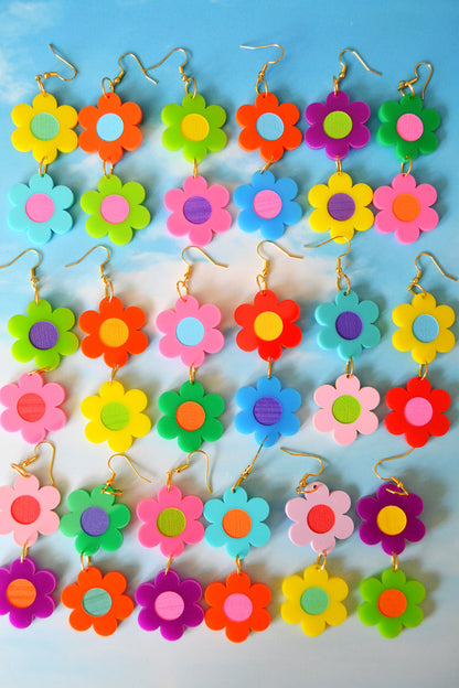 Mismatched Rainbow Daisy Earrings in SURPRISE!