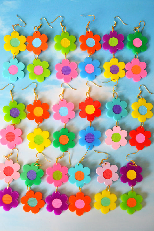 Mismatched Rainbow Daisy Earrings in SURPRISE!