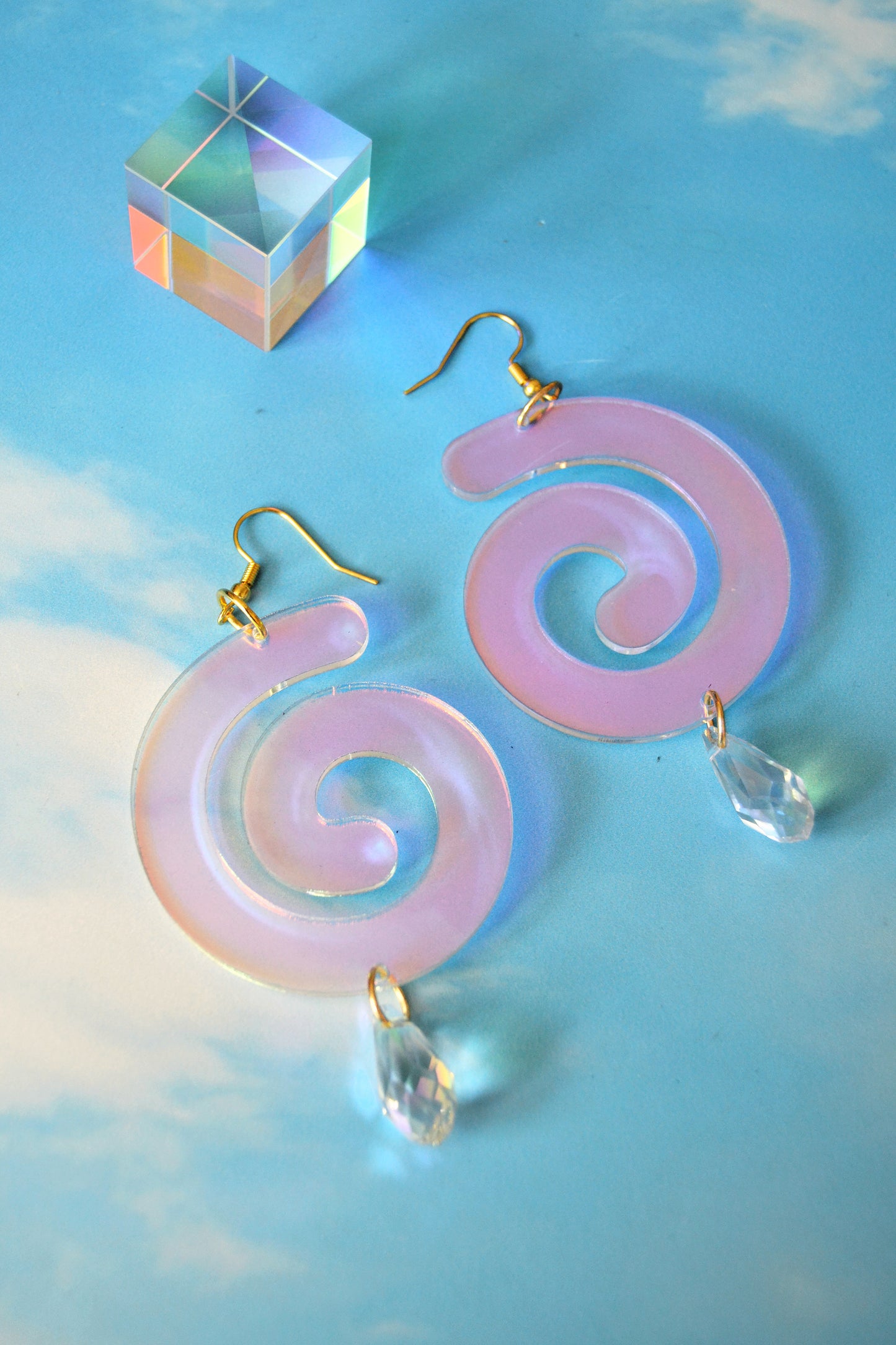 Iridescent Mystic Spiral Earrings
