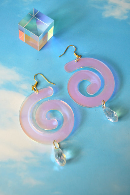 Iridescent Mystic Spiral Earrings