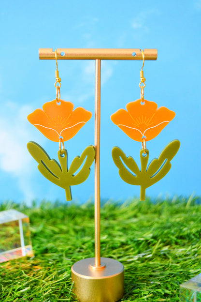 California Poppy Earrings
