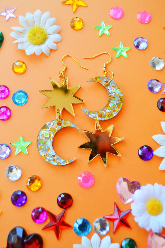 Celestial Sun Moon Dangles