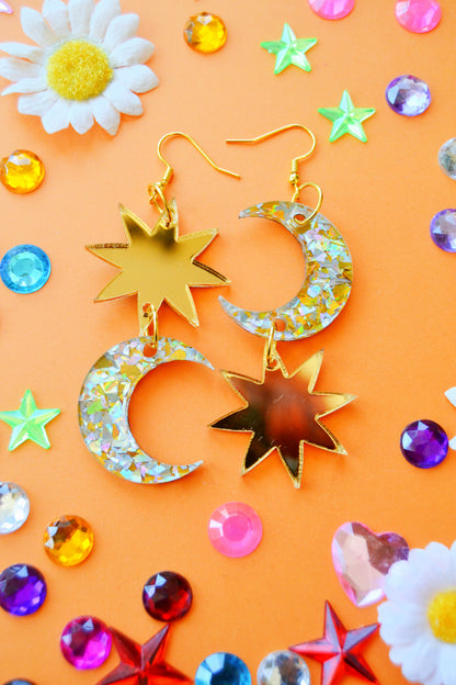Celestial Sun Moon Dangles