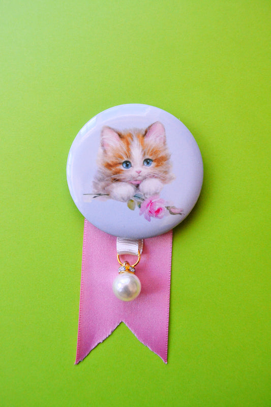 Rose Kitten Reproduction Pinback Button