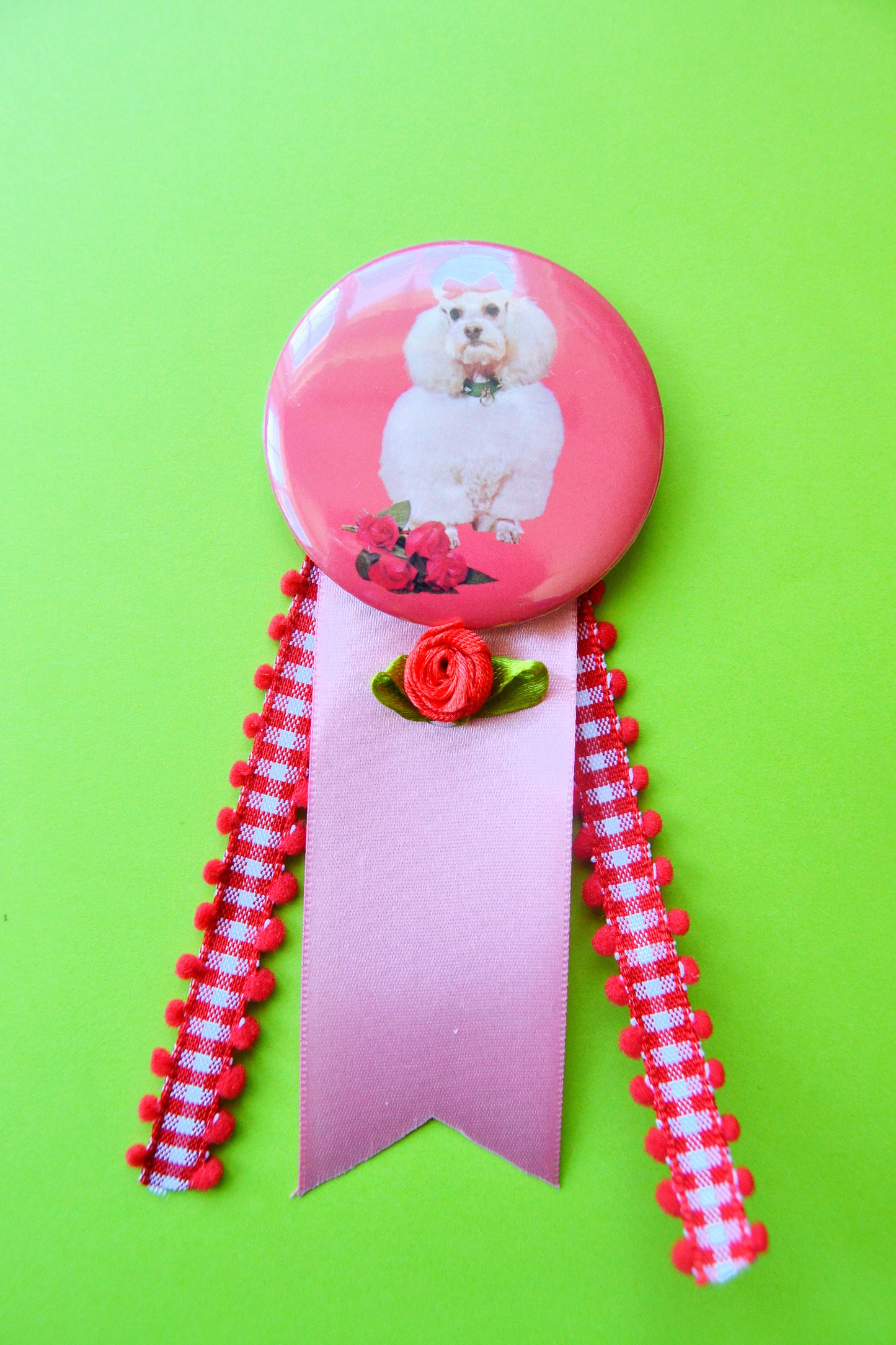 Rosy Poodle Reproduction Pinback Button