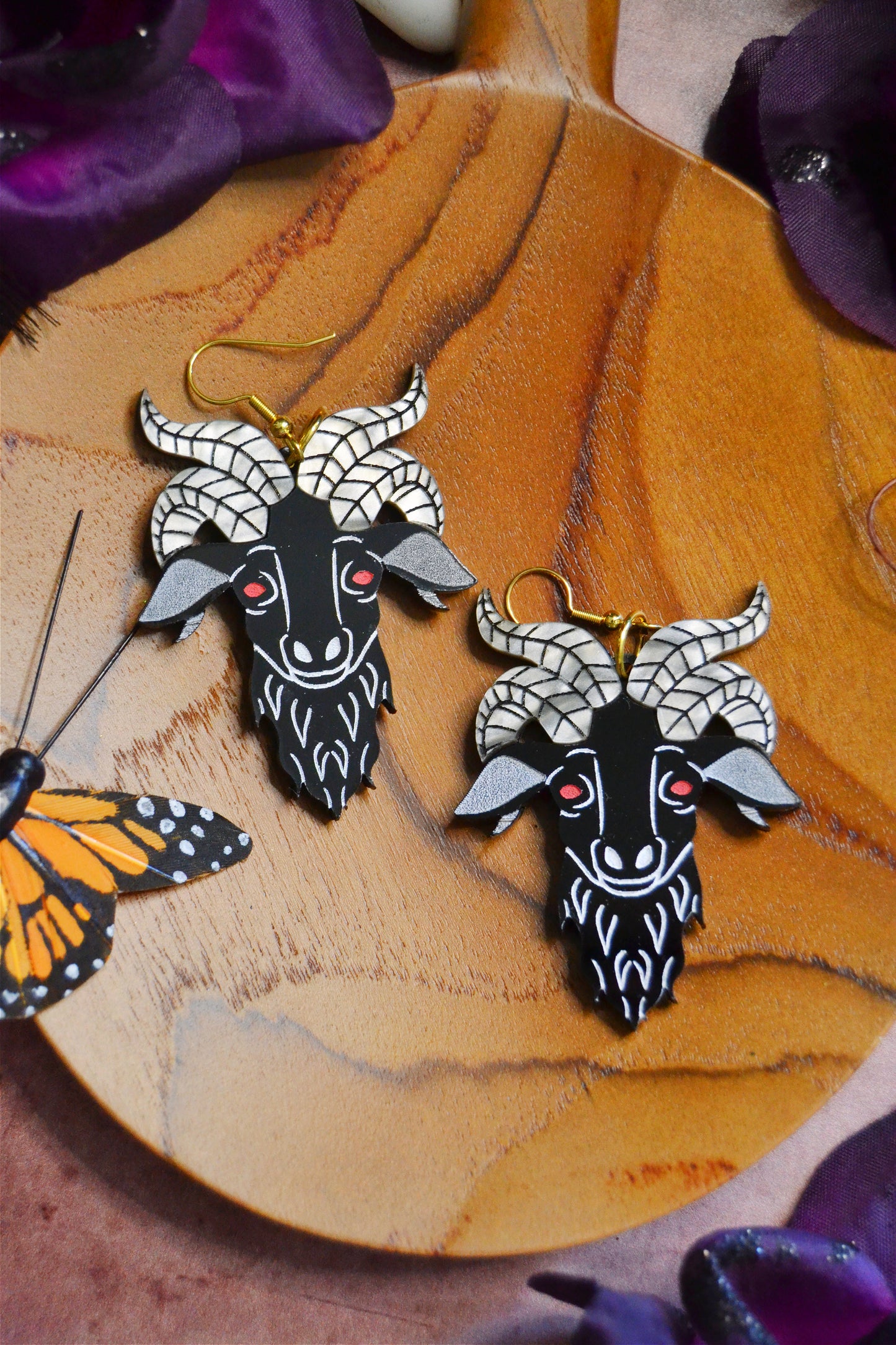 Creepy Goat Head Earrings