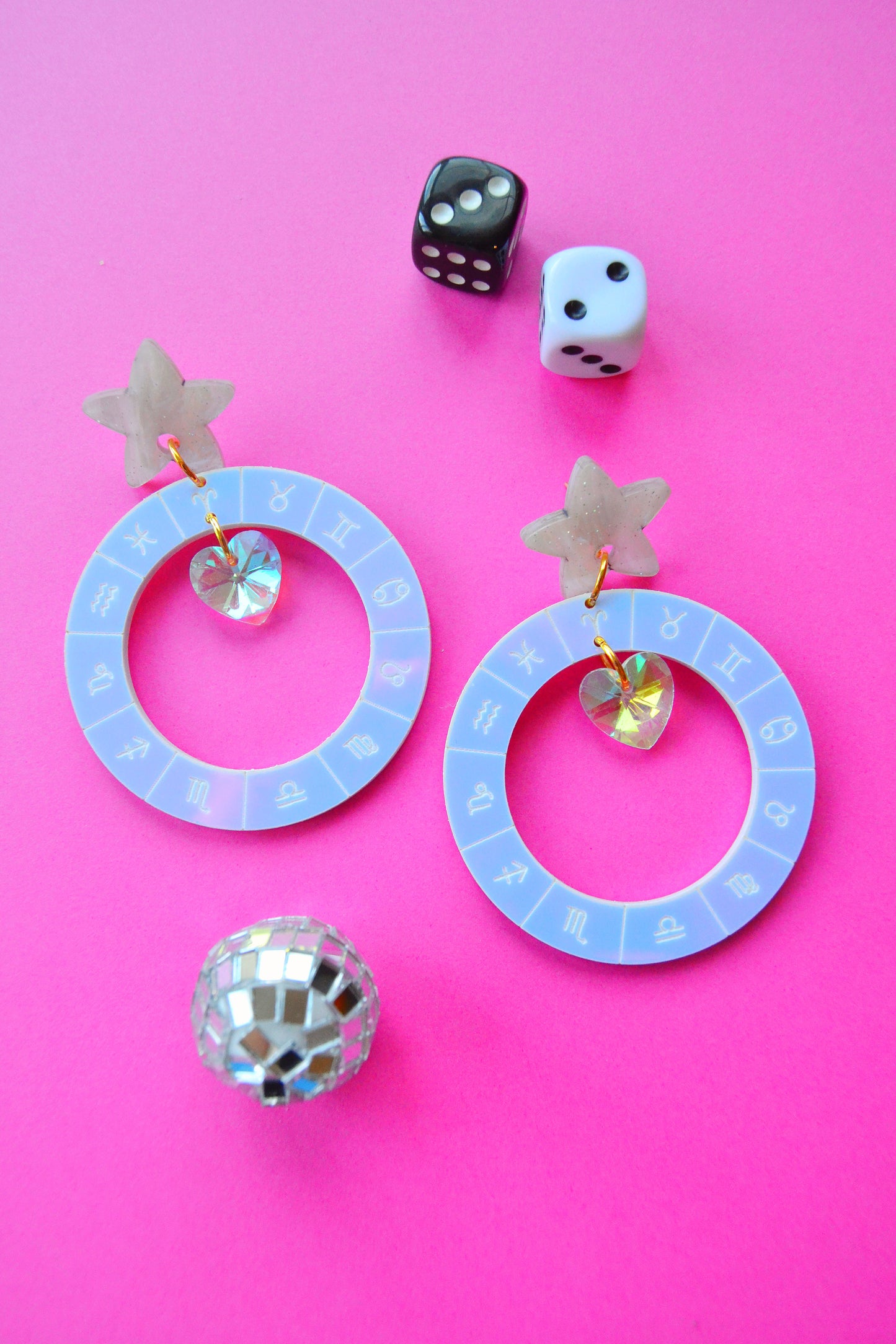 Iridescent Zodiac Wheel Earrings