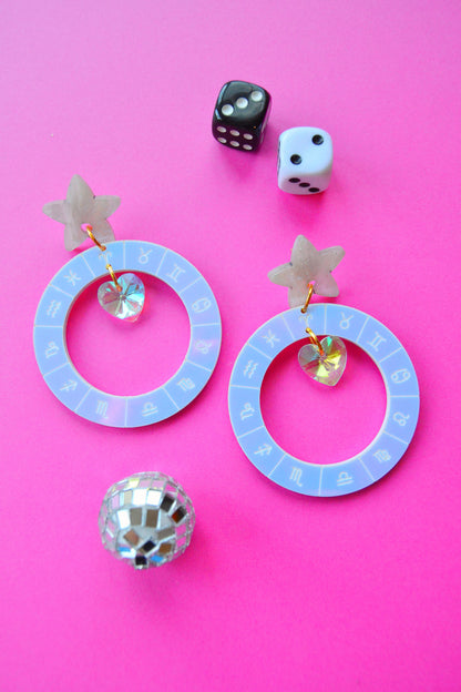 Iridescent Zodiac Wheel Earrings