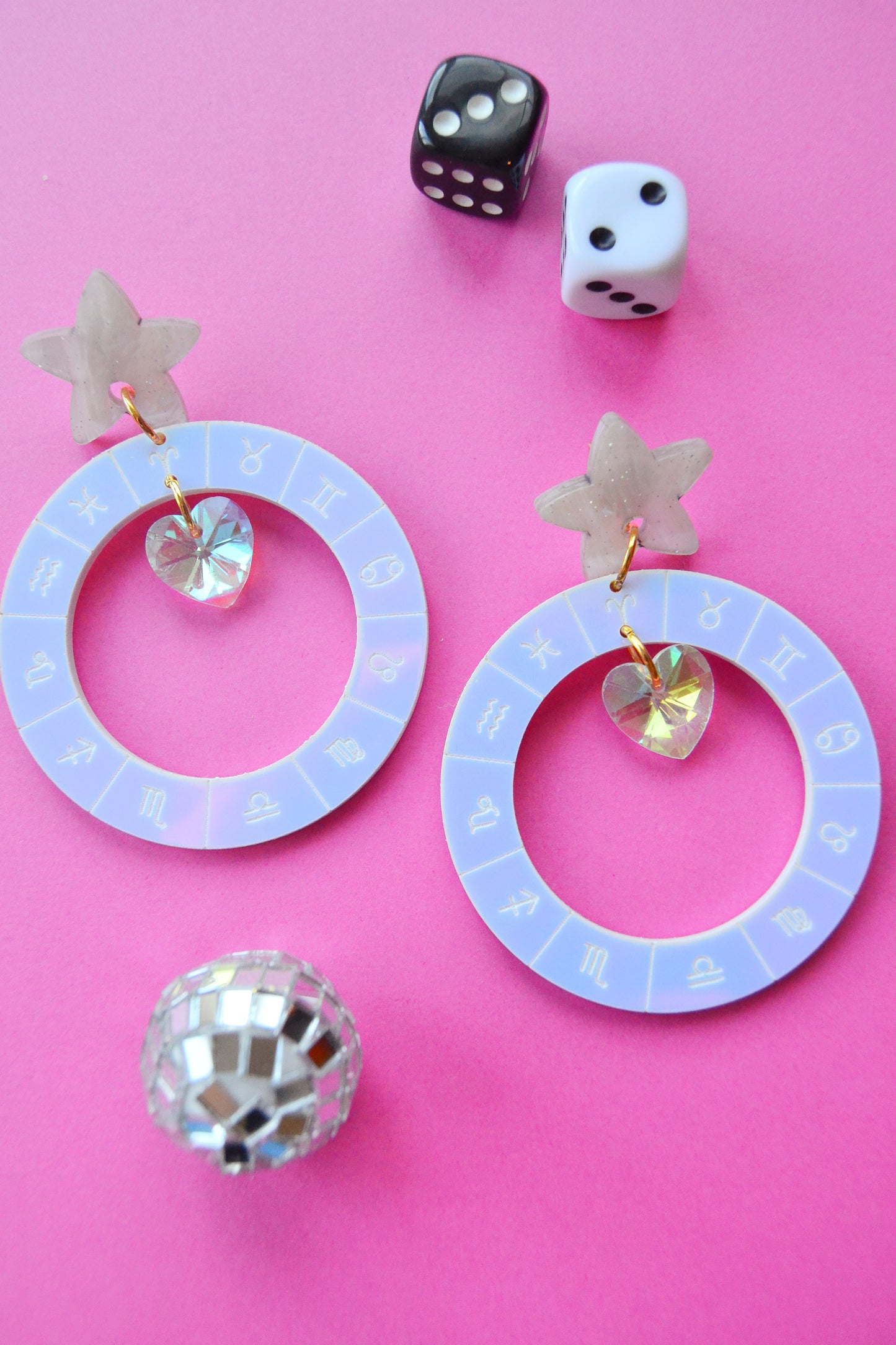 Iridescent Zodiac Wheel Earrings