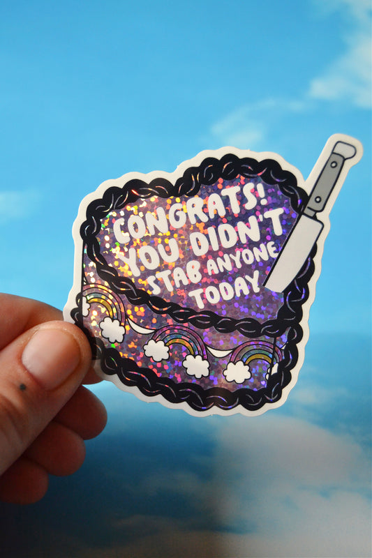 Stabby Cake Holographic Sticker