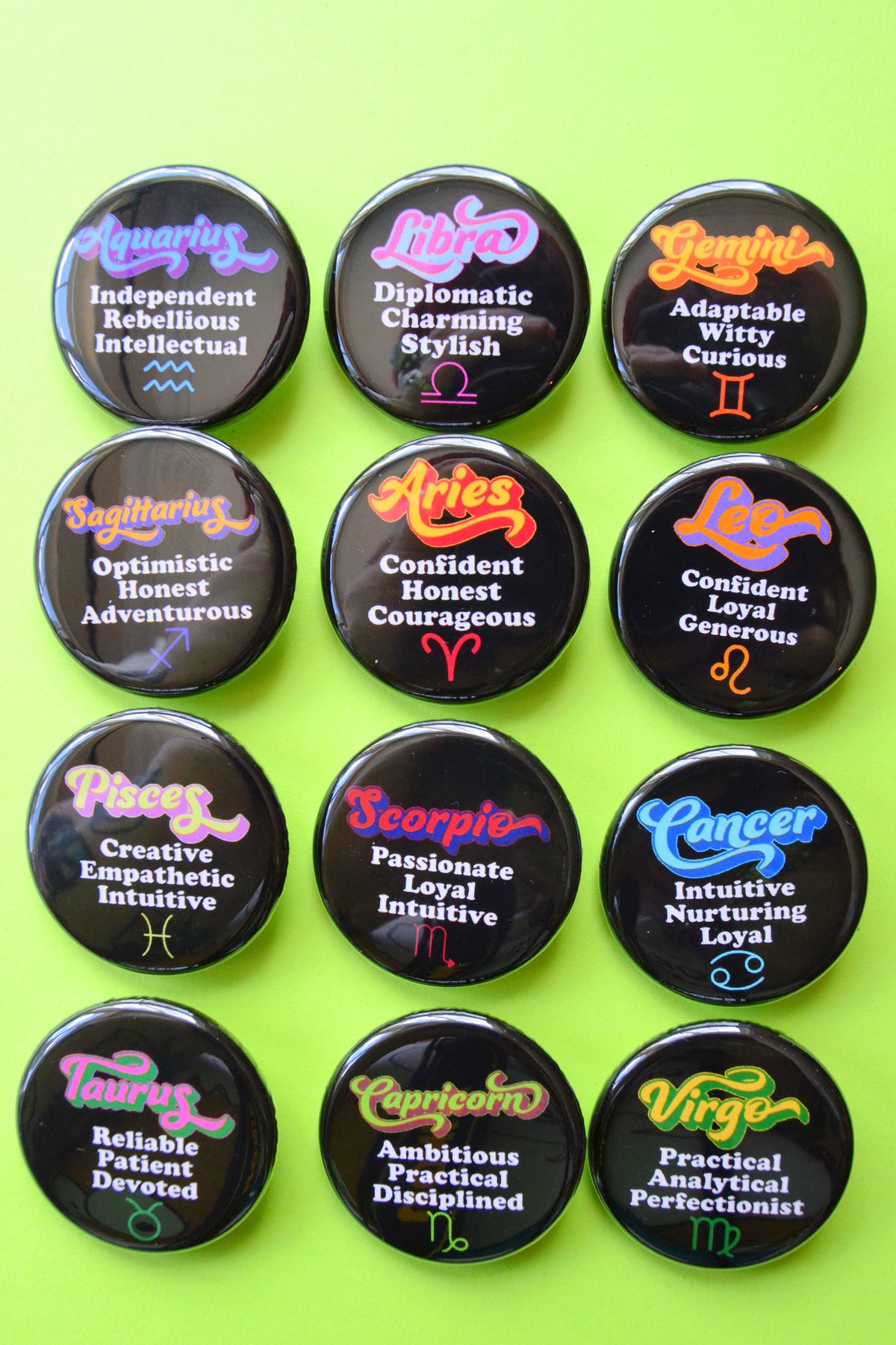 Zodiac Pinback Buttons
