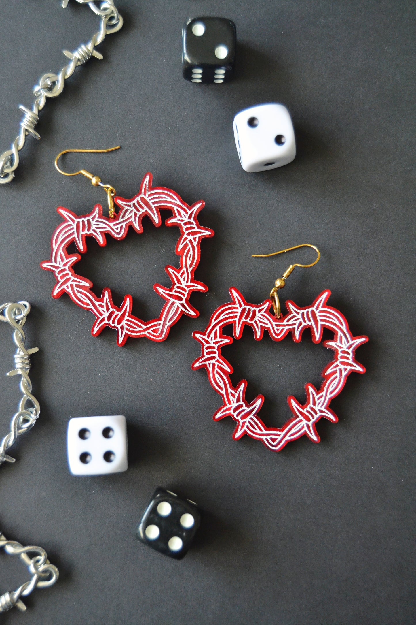 Barbed Wire Heart Earrings