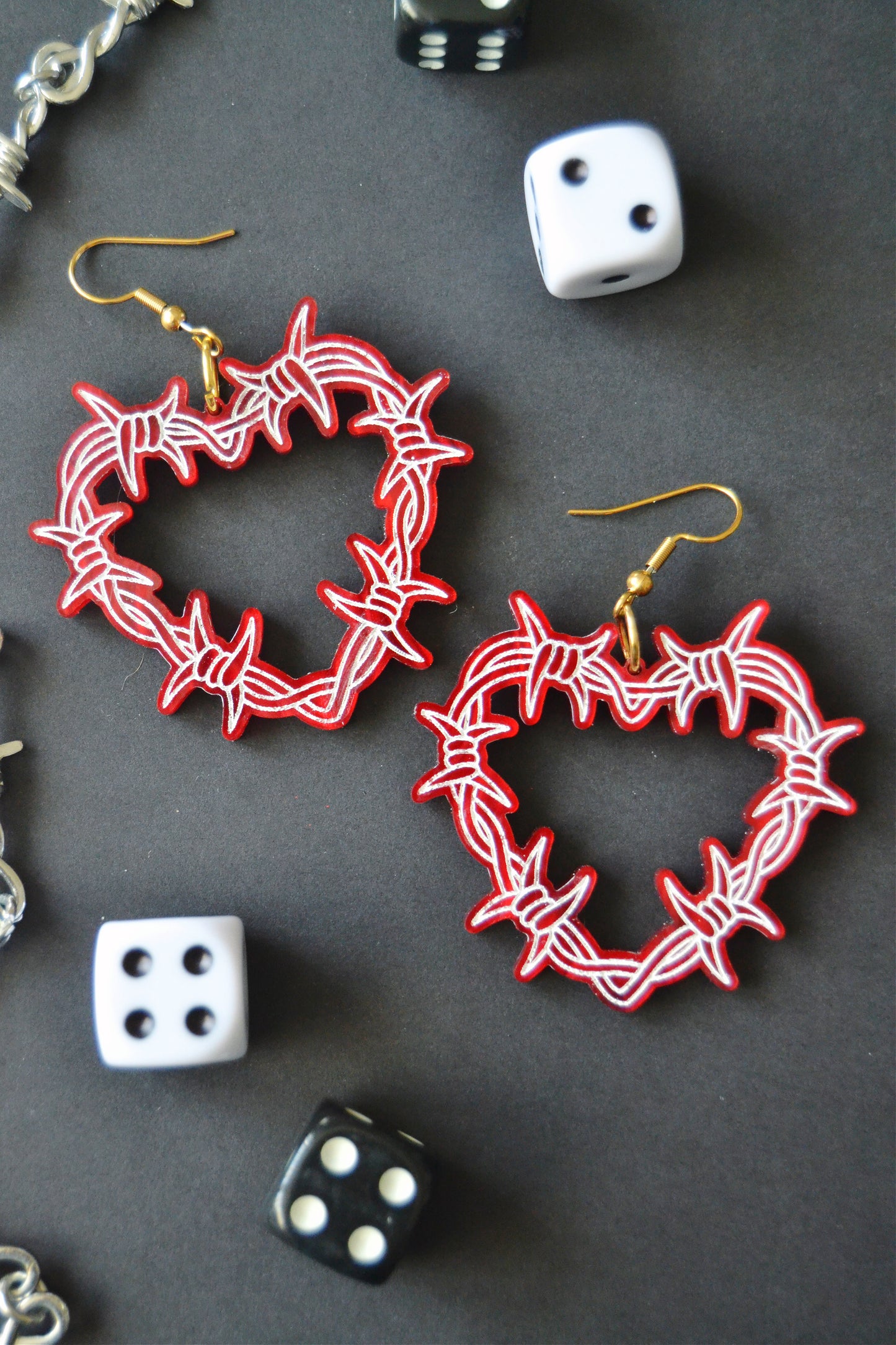 Barbed Wire Heart Earrings