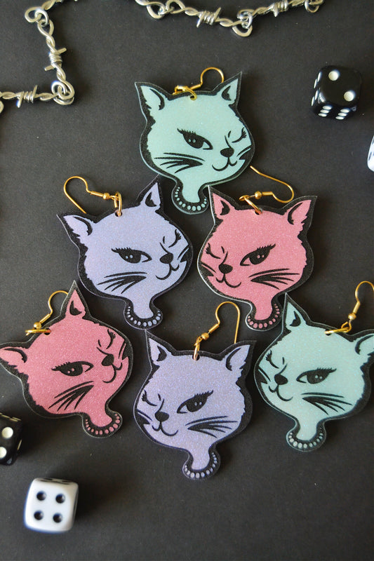 Winky Kitty Earrings