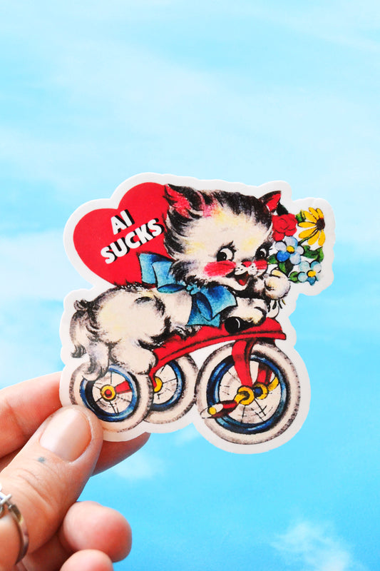 AI Sucks Kitten Vinyl Sticker