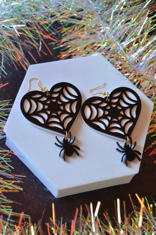 Spiderweb Heart Earrings
