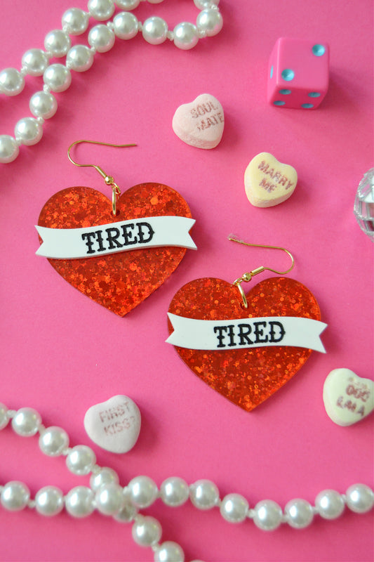 Tired Heart Banner Earrings