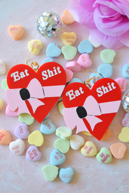 Eat Shit Heart Box Earrings