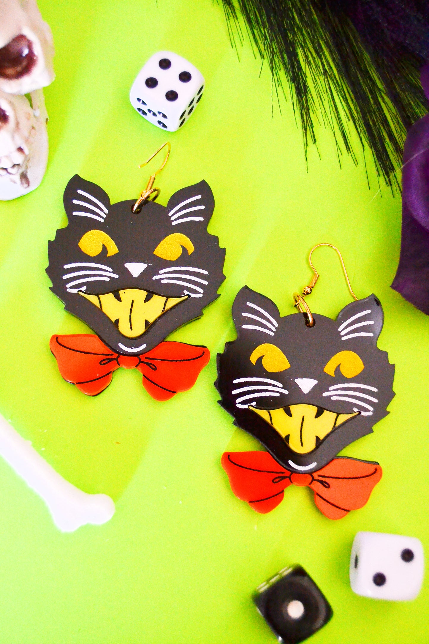 Retro Black Cat Earrings