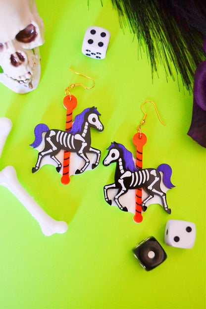Undead Carousel Horse Earrings