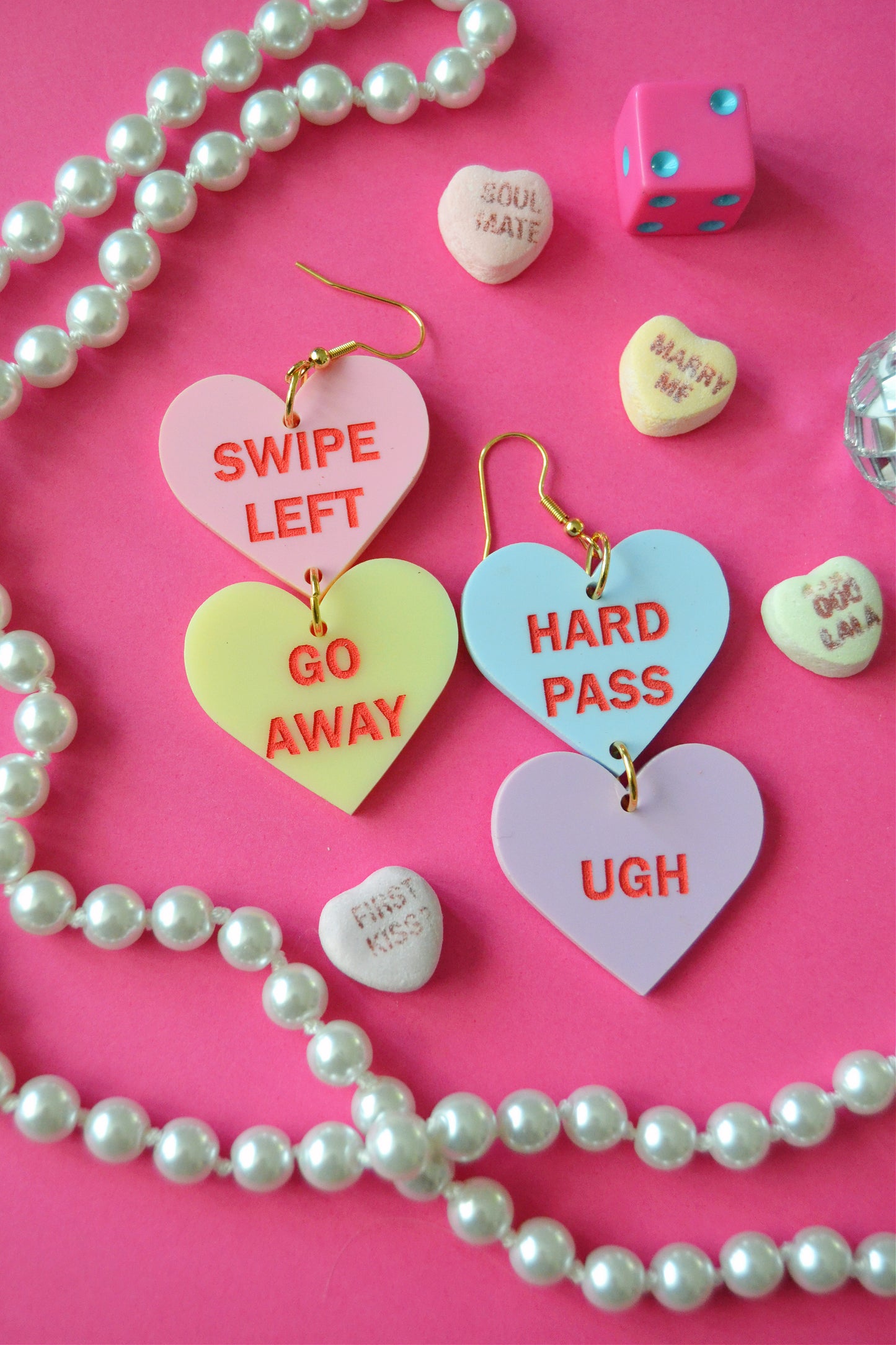 Mean Conversation Heart Earrings