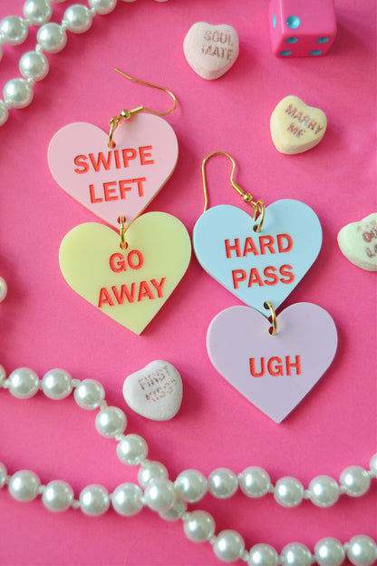 Mean Conversation Heart Earrings