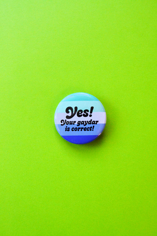 Yes Your Gaydar is Correct Button (Gay Rainbow)