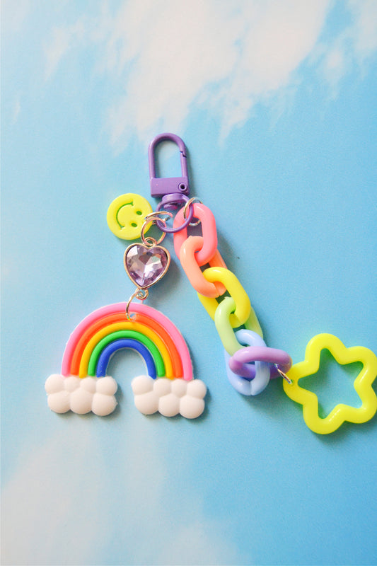 Rainbow Happy Face Bag Charm