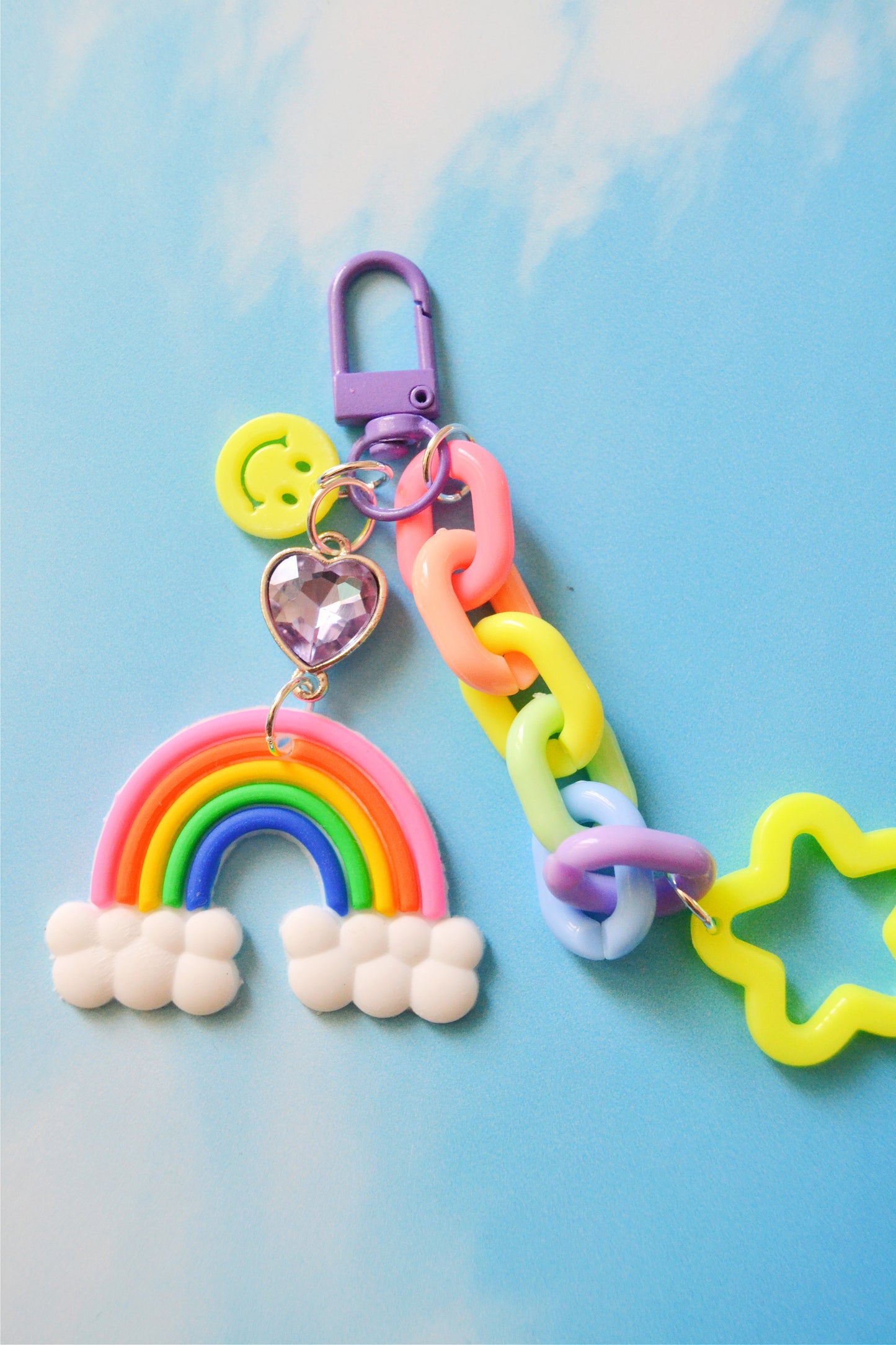 Rainbow Happy Face Bag Charm