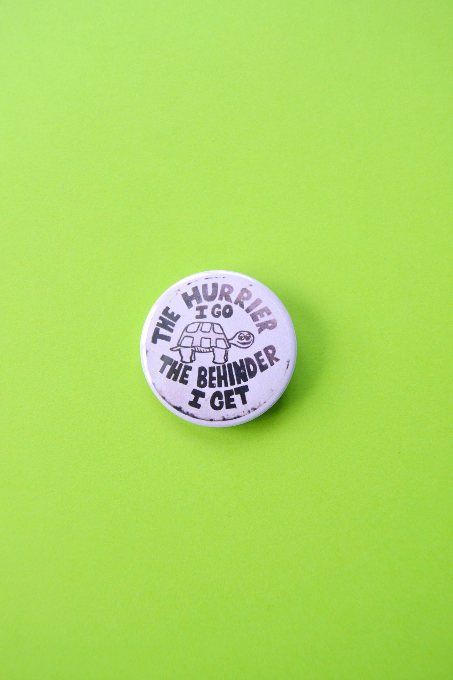 The Hurrier I Go, The Behinder I Get Reproduction Button