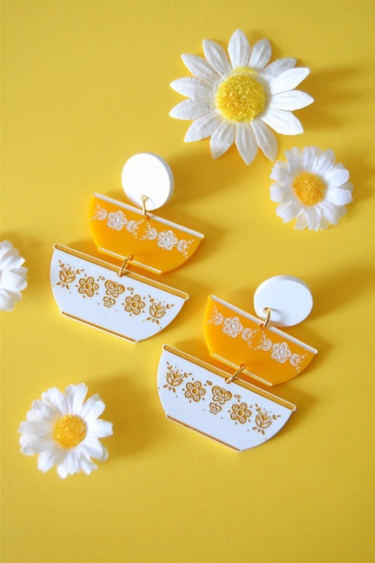 Pyrex Butterfly Gold Earrings