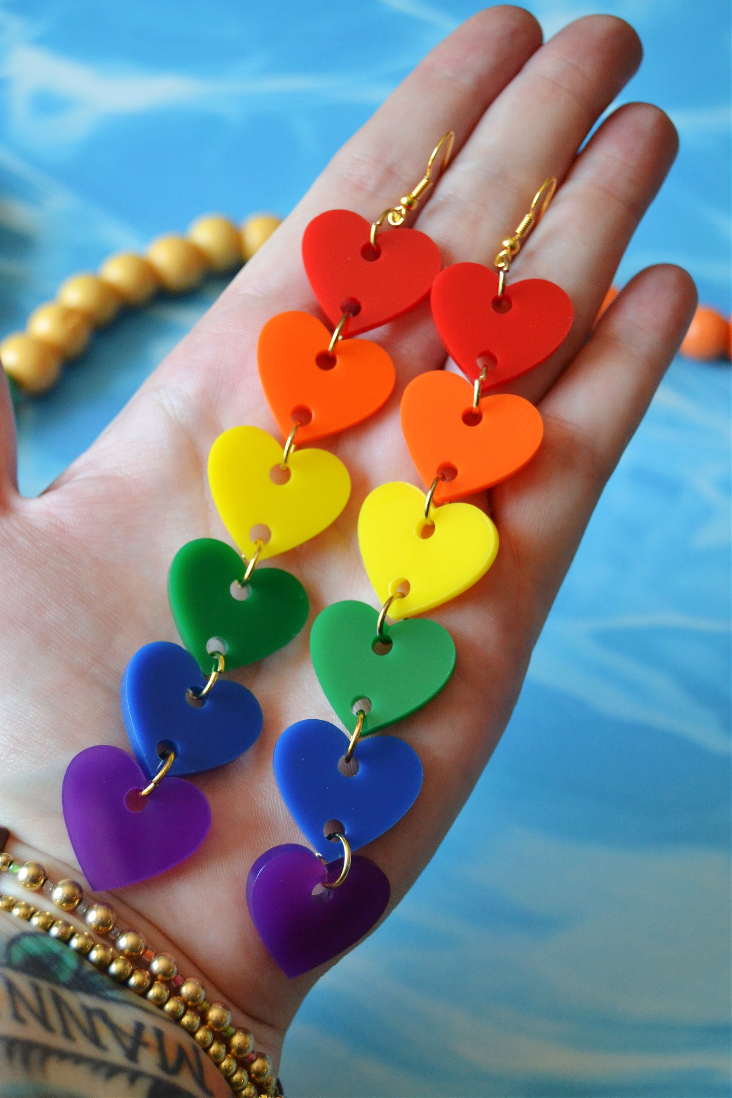 Rainbow Hearts Earrings