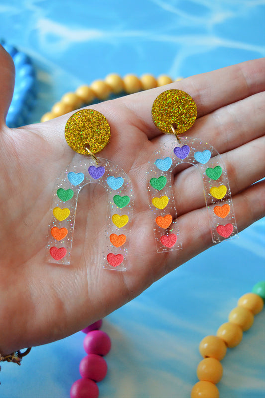 Rainbow Heart Arch Earrings