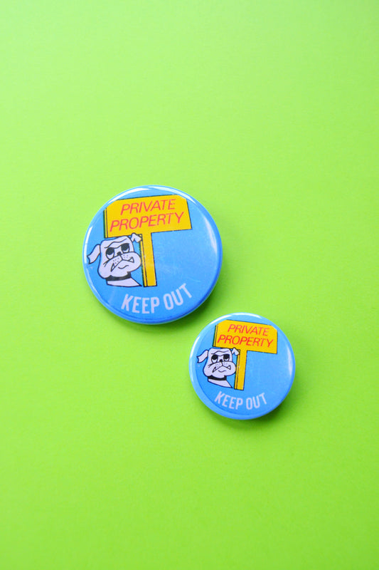Private Property Bulldog Reproduction Button