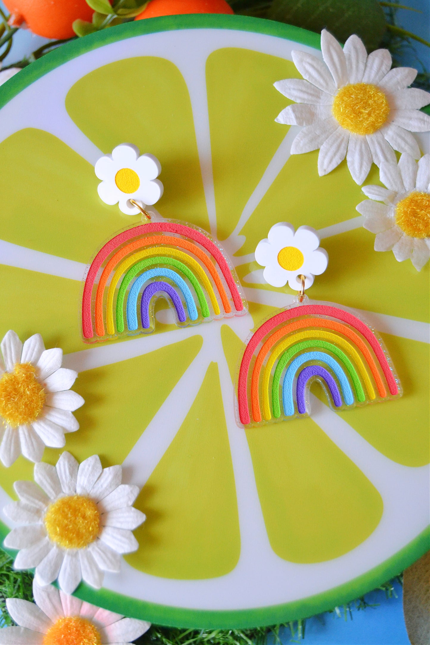 Rainbow Daisy Earrings