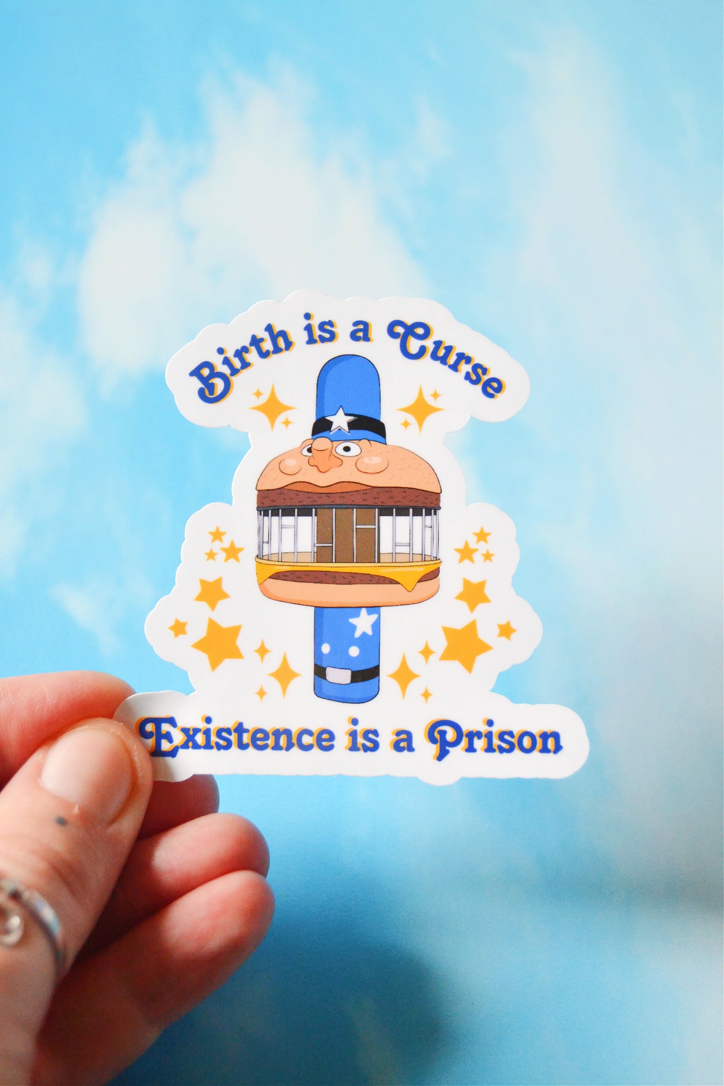 Birth is a Curse Hamburger Jail Vinyl Sticker
