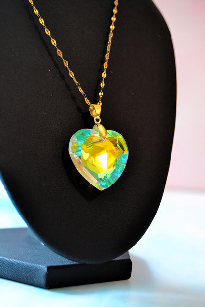 Rainbow Crystal Heart Necklace