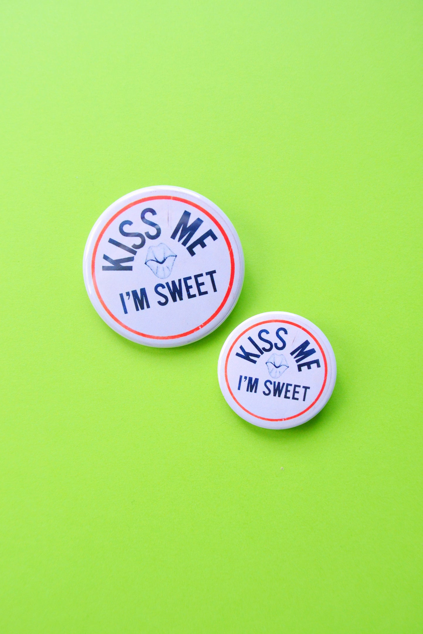 Kiss Me I'm Sweet Lips Reproduction Button