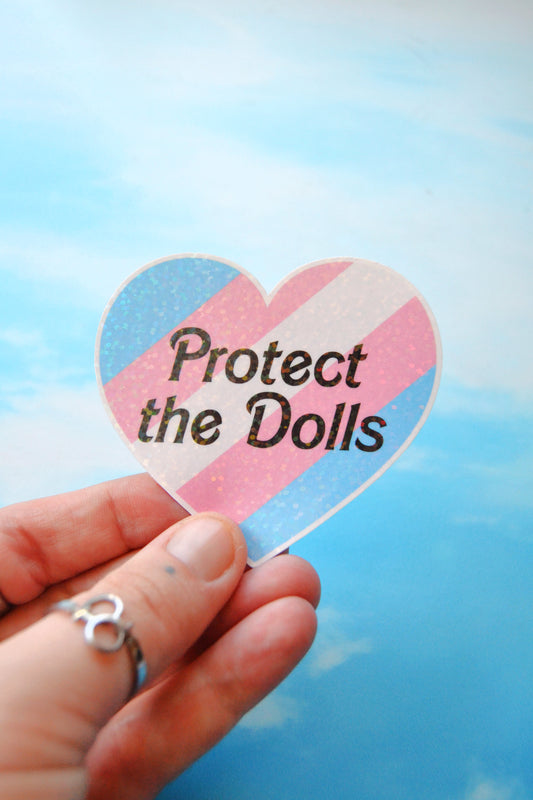 Protect the Dolls Glittery Vinyl Heart Sticker