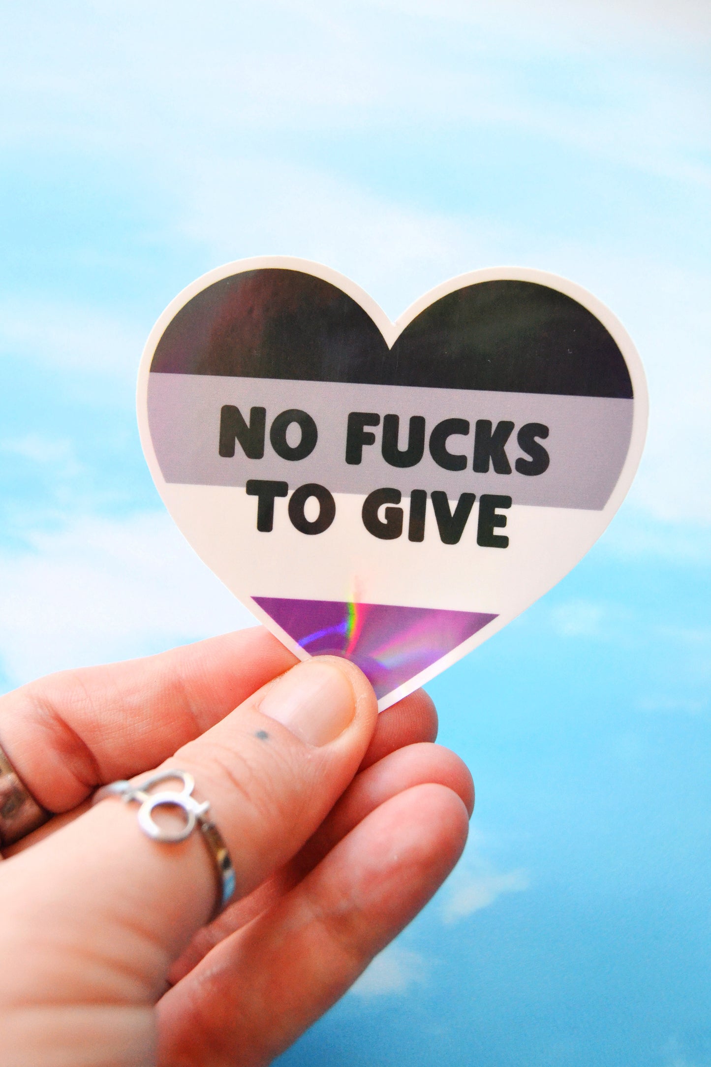 No Fucks To Give Holographic Asexual Vinyl Sticker