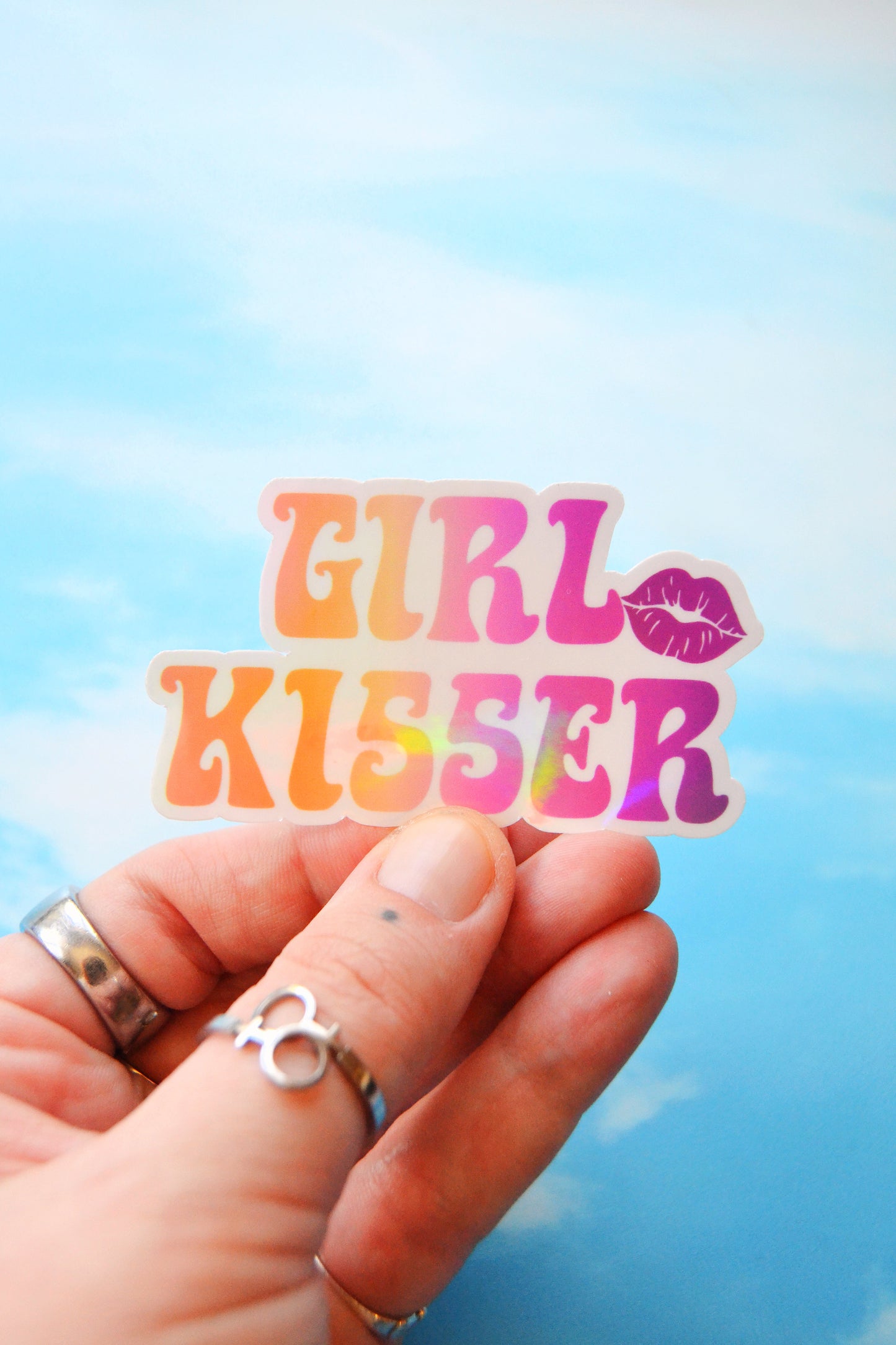 Girl Kisser Holographic Lesbian Vinyl Sticker
