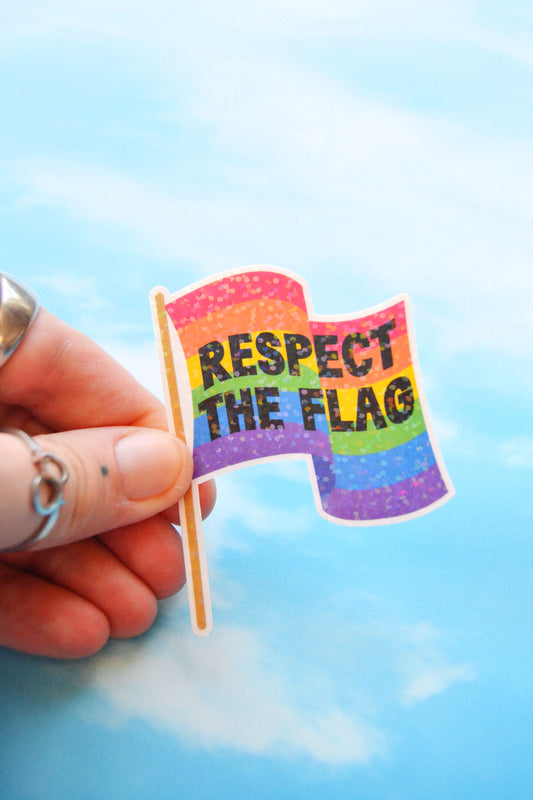 Respect the Flag (Pride) Glittery Vinyl Sticker