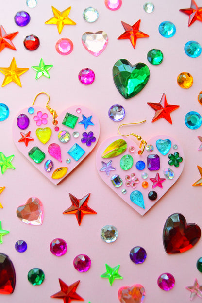 Bedazzled Heart Earrings