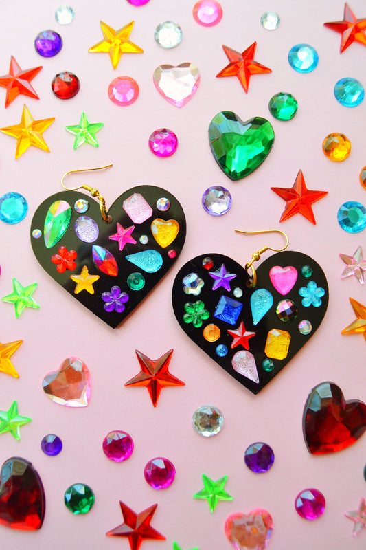 Bedazzled Heart Earrings