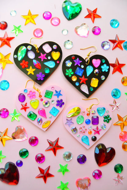 Bedazzled Heart Earrings