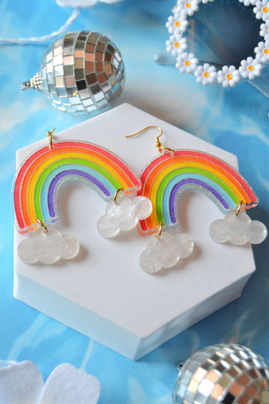 Glittery Rainbow Earrings