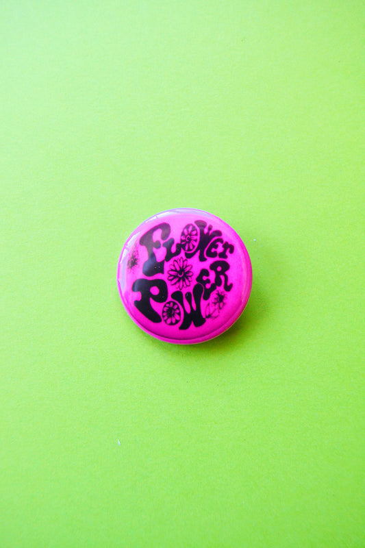 Flower Power Psychedelic Reproduction Pinback Button