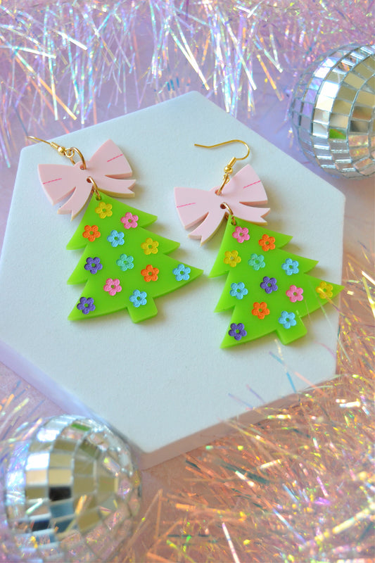 Daisy Christmas Tree Earrings