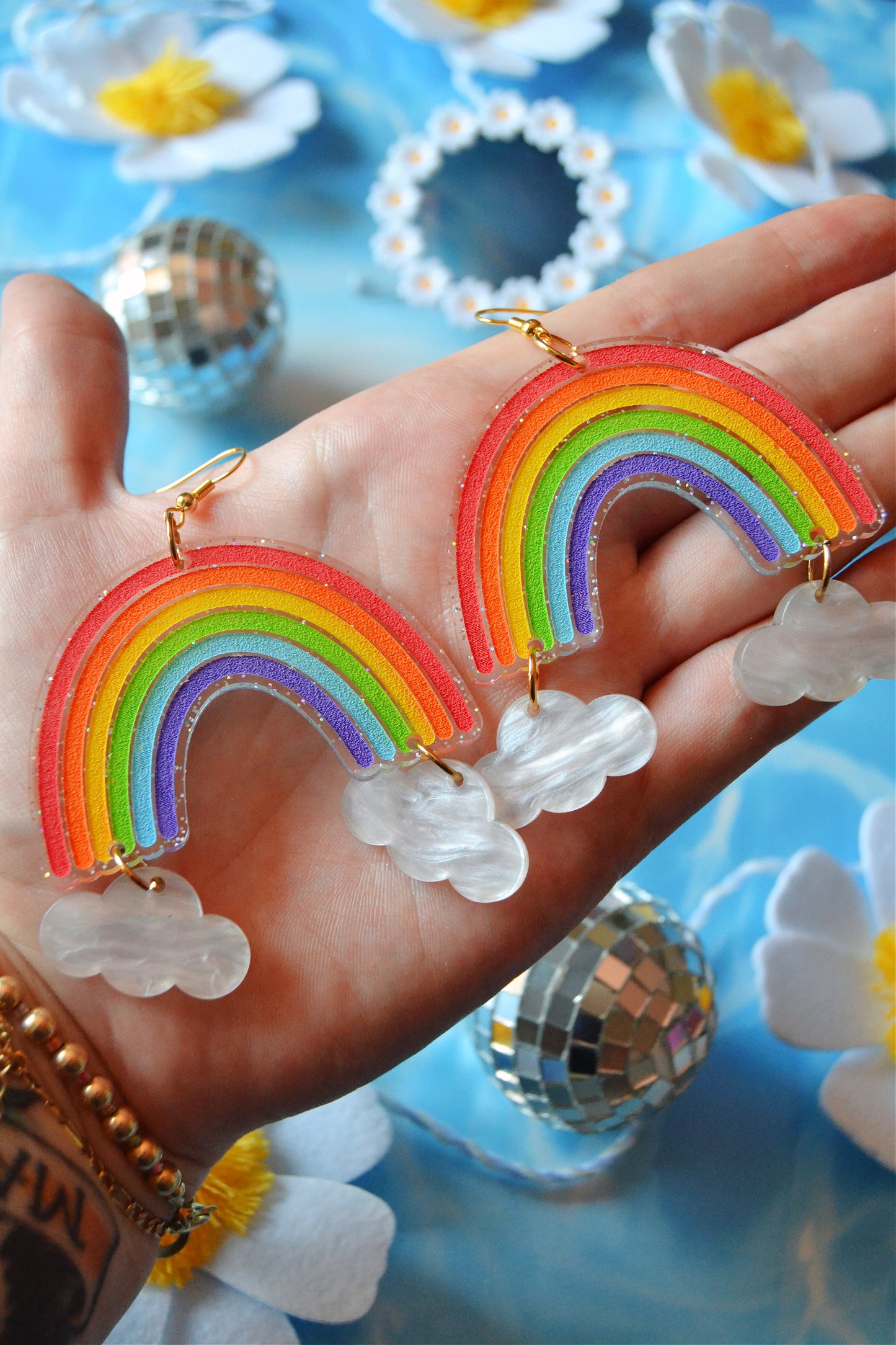 Glittery Rainbow Earrings