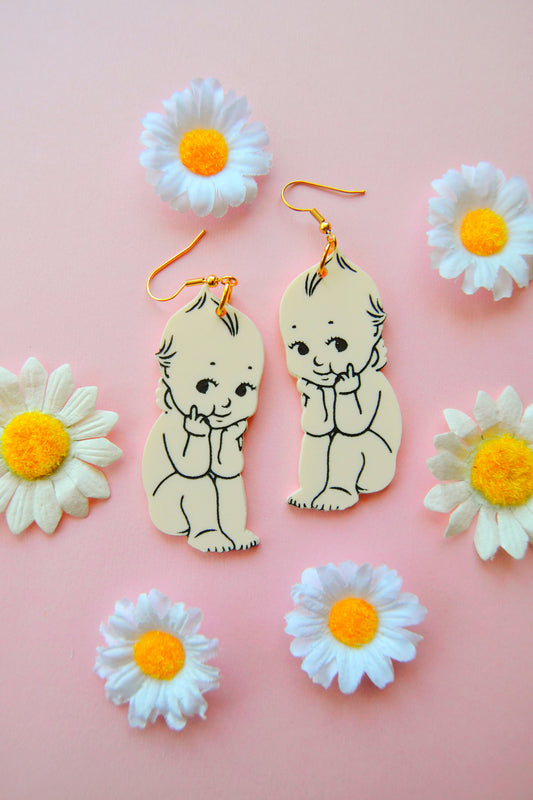 Flipped Off Kewpie Earrings